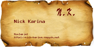 Nick Karina névjegykártya
